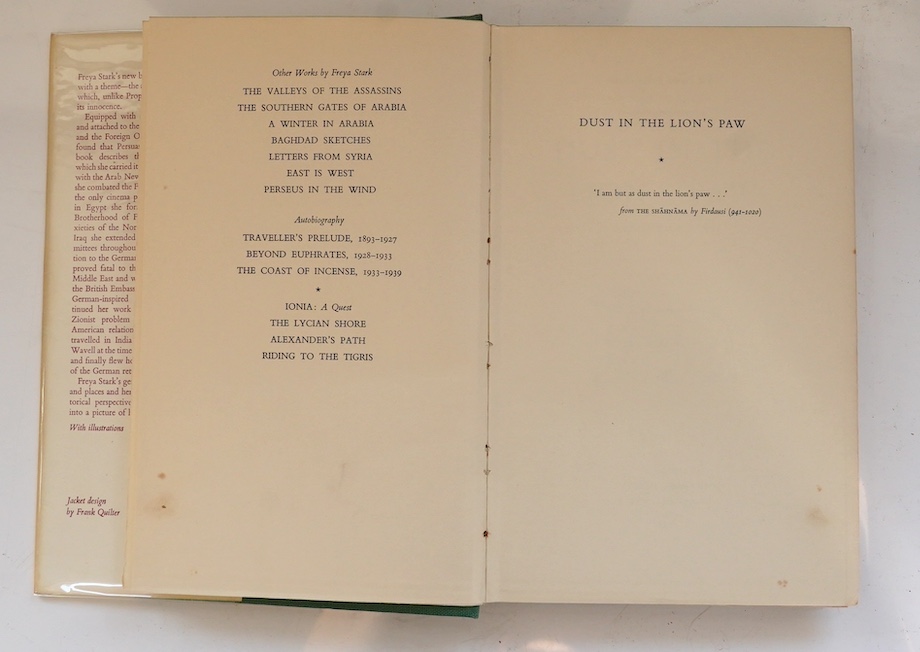 Stark, Freya - (Autobiography), 1st editions, 4vols. maps and photo. plates, text decorations by Reynolds Stone; publisher's cloth and d/wrappers. 1950-61